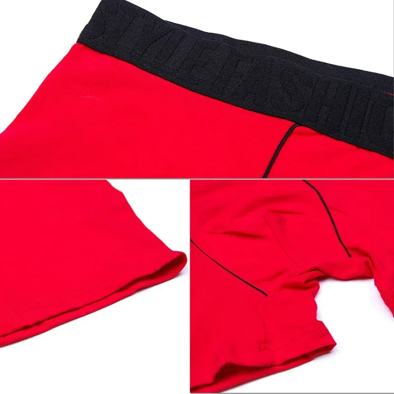 4pieces BONITOS Cotton Boxer Briefs Letter Waistband Men's Panties Print Boxers Underwear Men Underpants Gift Christmas Hat