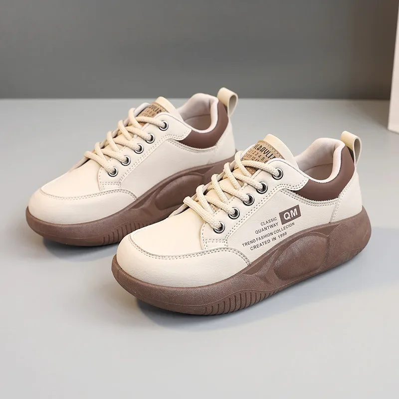 New Women's Shoes 2024 Spring Thick Sole Elevated Shoes Sports Shoes Women's Shoes Student Street Casual Board Shoes