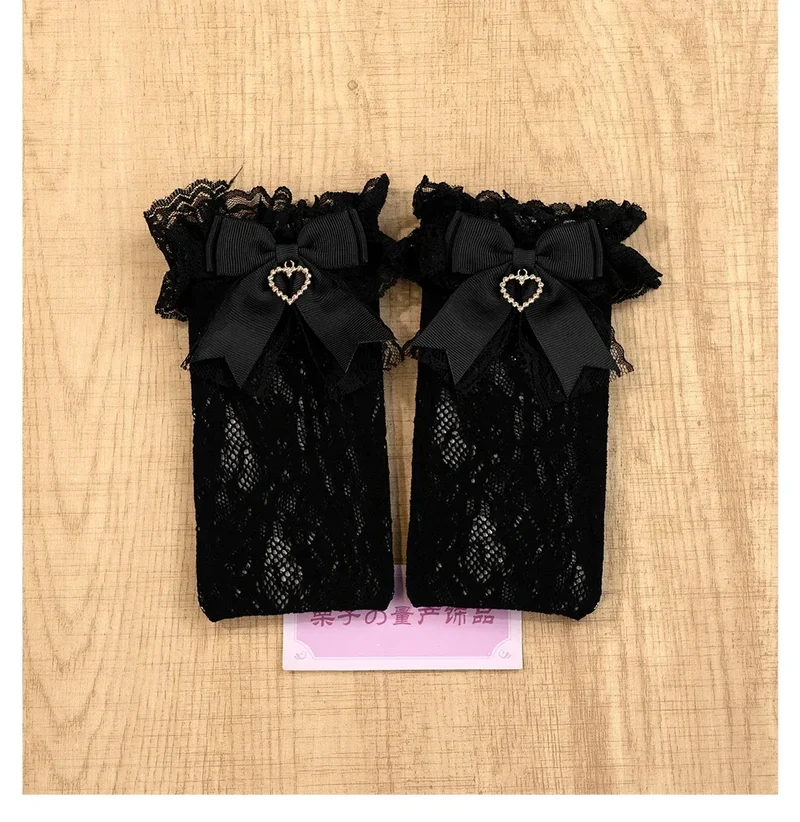 JK Lolita Lace Stockings Bow Knot Sweet Socks Female Long Stocking Teen Uniform Calf Socks Student Cute JK Socks