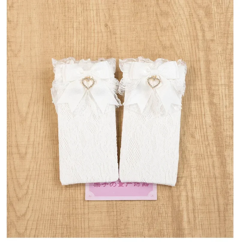 JK Lolita Lace Stockings Bow Knot Sweet Socks Female Long Stocking Teen Uniform Calf Socks Student Cute JK Socks