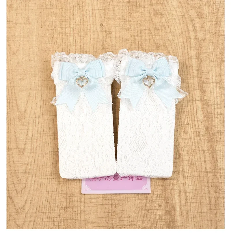 JK Lolita Lace Stockings Bow Knot Sweet Socks Female Long Stocking Teen Uniform Calf Socks Student Cute JK Socks