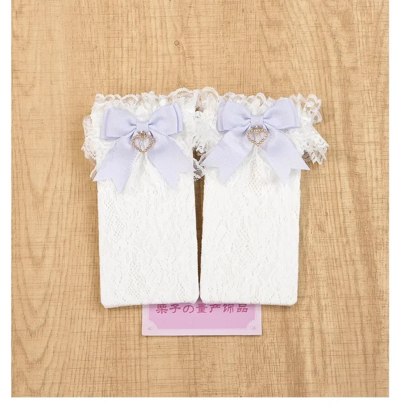 JK Lolita Lace Stockings Bow Knot Sweet Socks Female Long Stocking Teen Uniform Calf Socks Student Cute JK Socks