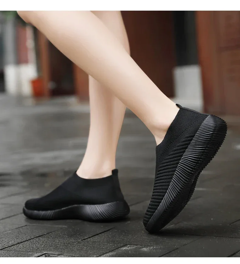 Women Vulcanized Shoes High Quality Women Sneakers Slip On Flats Shoes Women Loafers Plus Size 42 Walking Flat