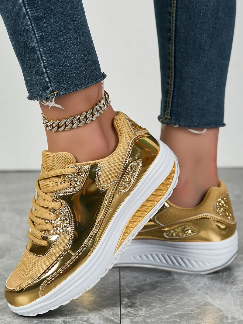 Women's flat mesh sports shoes spring and autumn new lace-up breathable comfortable fashion fitness women's shoes