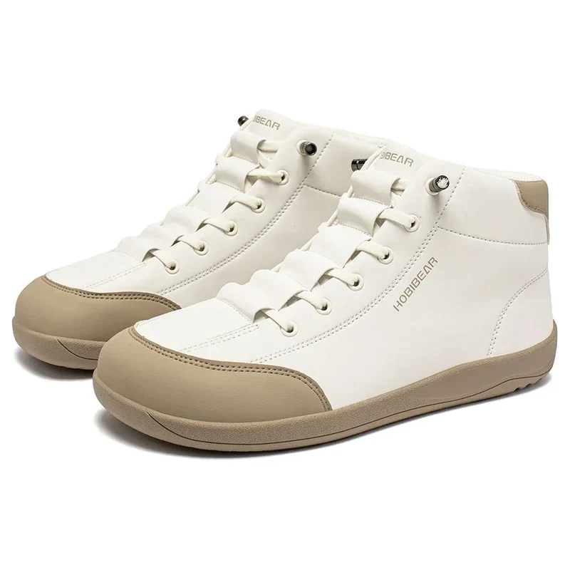 HOBIBEAR Mid-Top Barefoot Shoes Unisex Wide Toe Minimalist Ankle Boots Artificial Leather Outdoor Non-Slip Sneaker