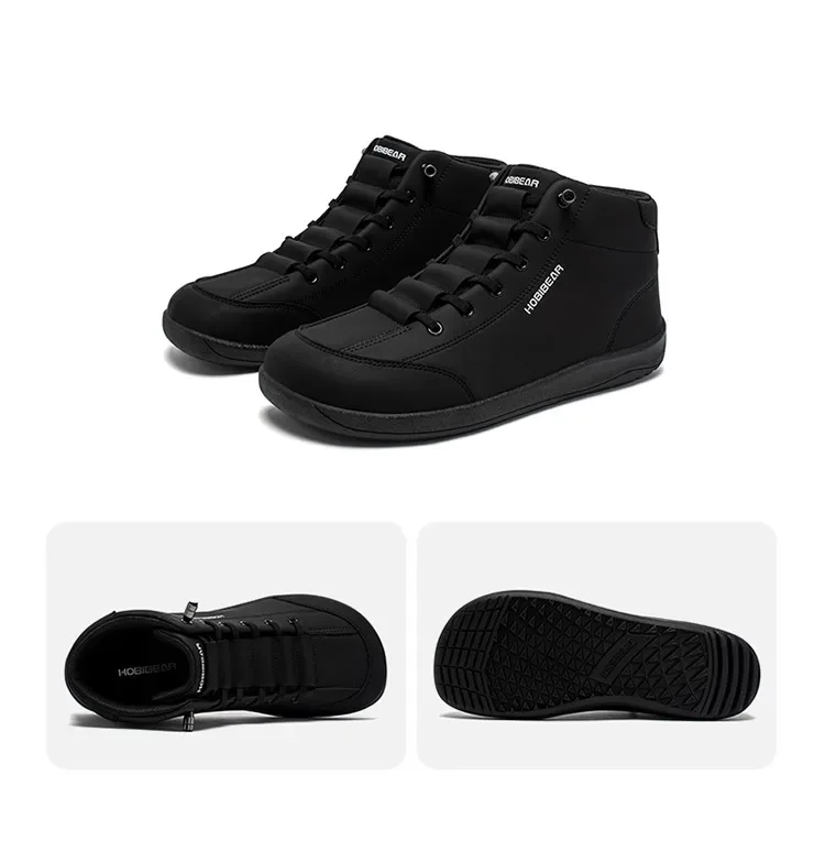 HOBIBEAR Mid-Top Barefoot Shoes Unisex Wide Toe Minimalist Ankle Boots Artificial Leather Outdoor Non-Slip Sneaker