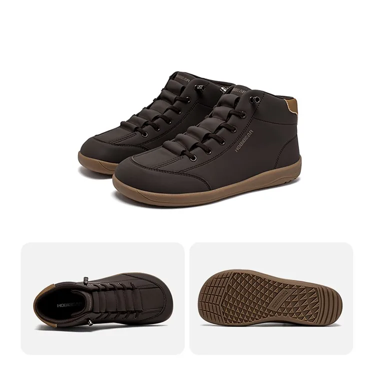 HOBIBEAR Mid-Top Barefoot Shoes Unisex Wide Toe Minimalist Ankle Boots Artificial Leather Outdoor Non-Slip Sneaker