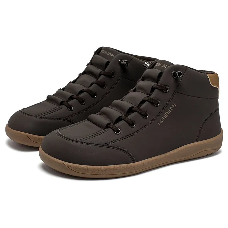 HOBIBEAR Mid-Top Barefoot Shoes Unisex Wide Toe Minimalist Ankle Boots Artificial Leather Outdoor Non-Slip Sneaker