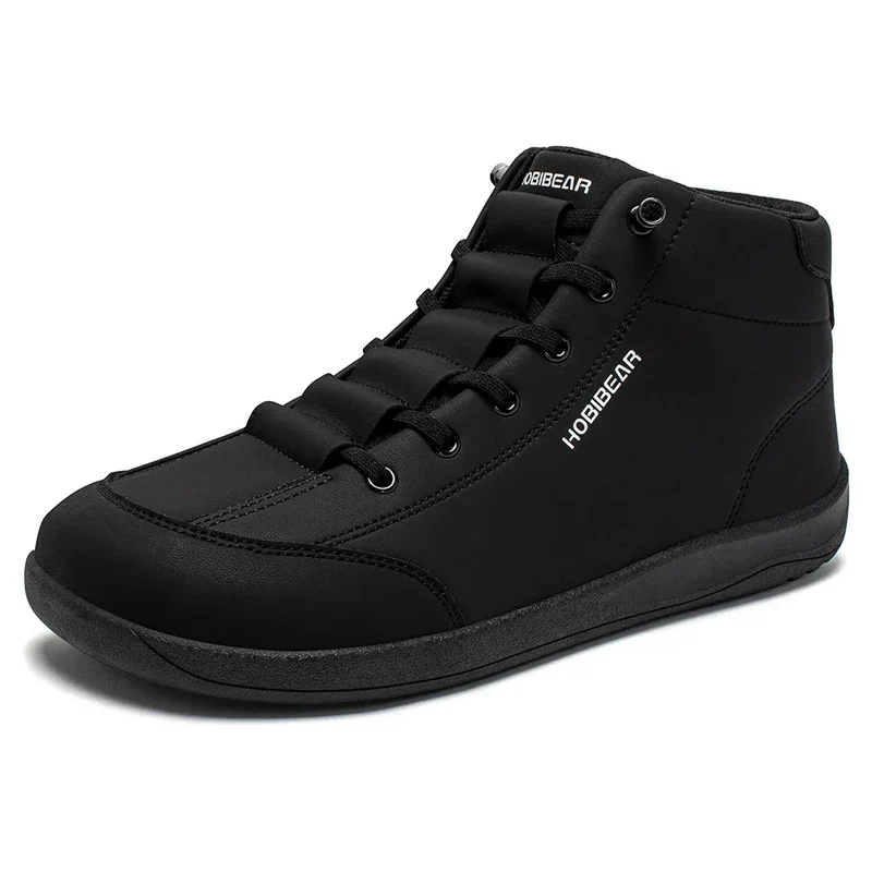 HOBIBEAR Mid-Top Barefoot Shoes Unisex Wide Toe Minimalist Ankle Boots Artificial Leather Outdoor Non-Slip Sneaker