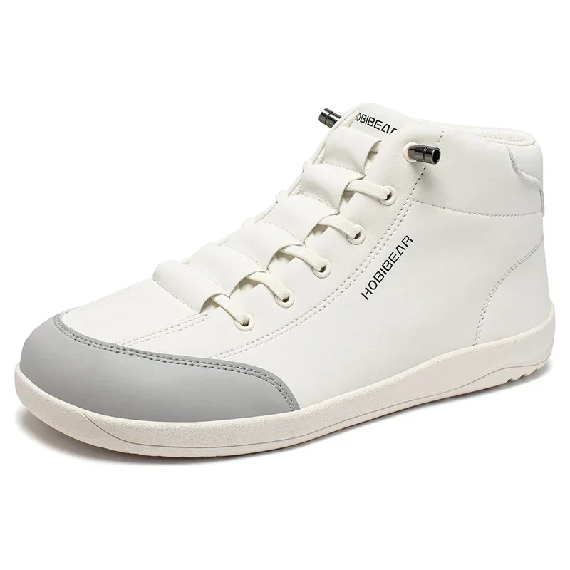 HOBIBEAR Mid-Top Barefoot Shoes Unisex Wide Toe Minimalist Ankle Boots Artificial Leather Outdoor Non-Slip Sneaker