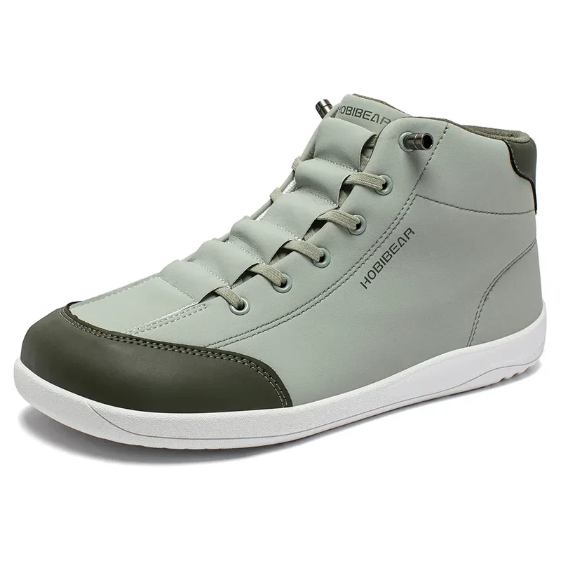 HOBIBEAR Mid-Top Barefoot Shoes Unisex Wide Toe Minimalist Ankle Boots Artificial Leather Outdoor Non-Slip Sneaker