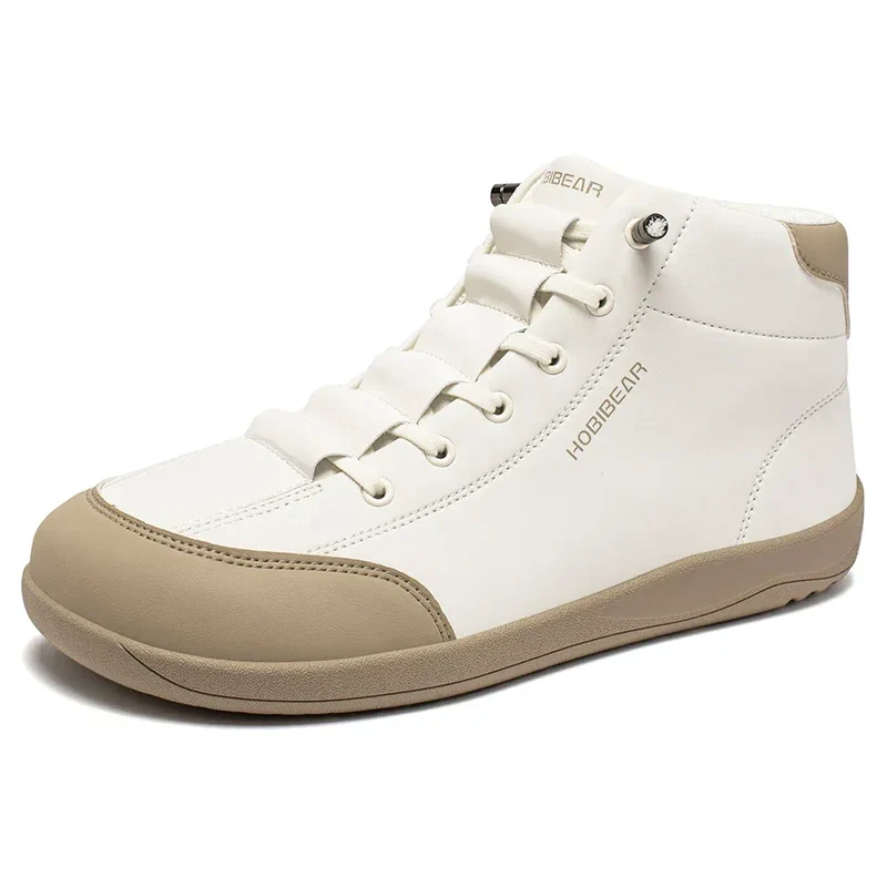 HOBIBEAR Mid-Top Barefoot Shoes Unisex Wide Toe Minimalist Ankle Boots Artificial Leather Outdoor Non-Slip Sneaker