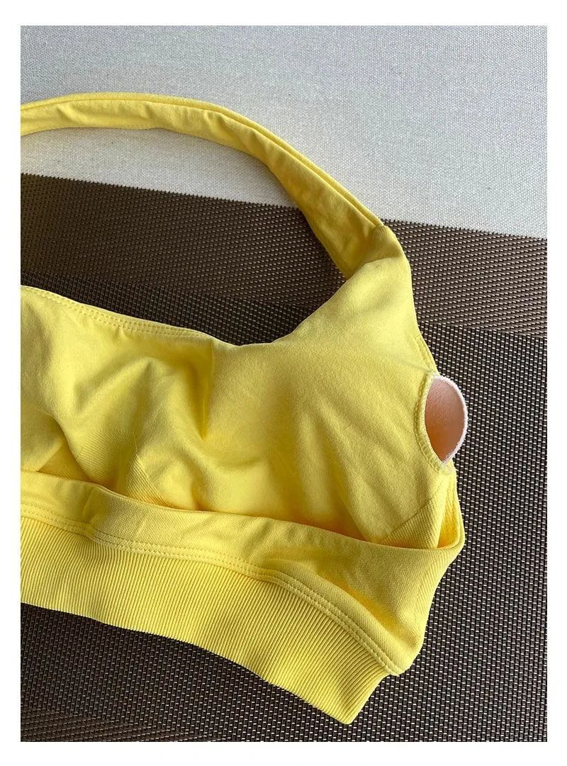 2 Pieces Yoga Gym Set Women Seamless Strappy Yoga Bra High Waist Workout Scrunch Shorts Sports Set Fitness Clothes Sportswear