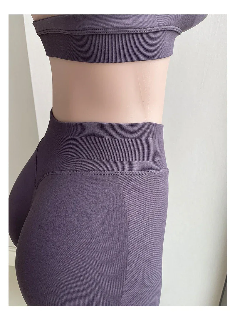 2 Pieces Yoga Gym Set Women Seamless Strappy Yoga Bra High Waist Workout Scrunch Shorts Sports Set Fitness Clothes Sportswear