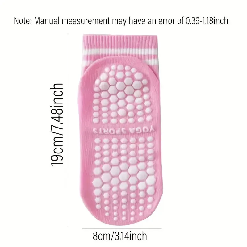 Grip Socks for Women Non Slip Pilates Yoga Socks with Double Stripes Non Slip Socks for Workout Ballet Athletic Socks