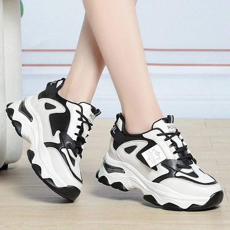 Spring Height Increasing Round toe Versatile Women Platform Causal Shoes Fashion Breathable Sport Designer Sneaker