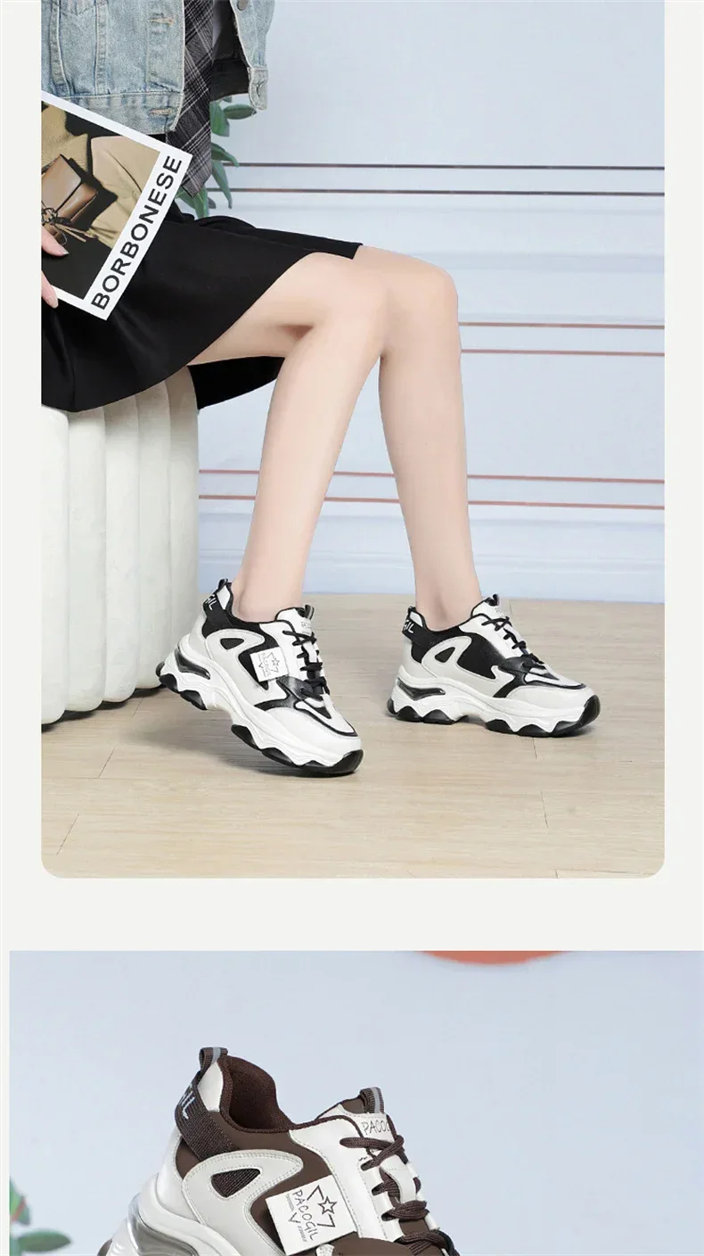 Spring Height Increasing Round toe Versatile Women Platform Causal Shoes Fashion Breathable Sport Designer Sneaker