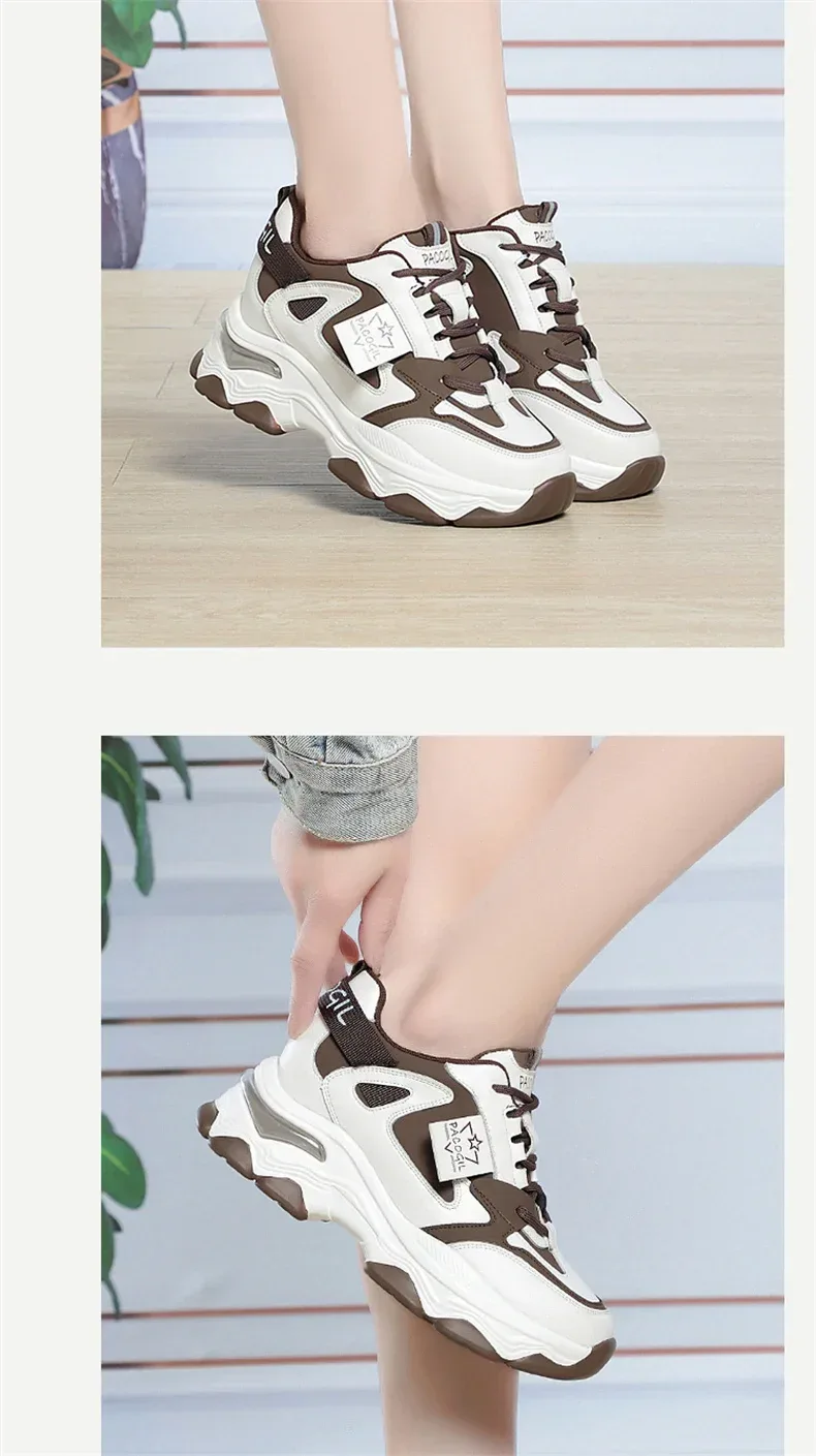 Spring Height Increasing Round toe Versatile Women Platform Causal Shoes Fashion Breathable Sport Designer Sneaker