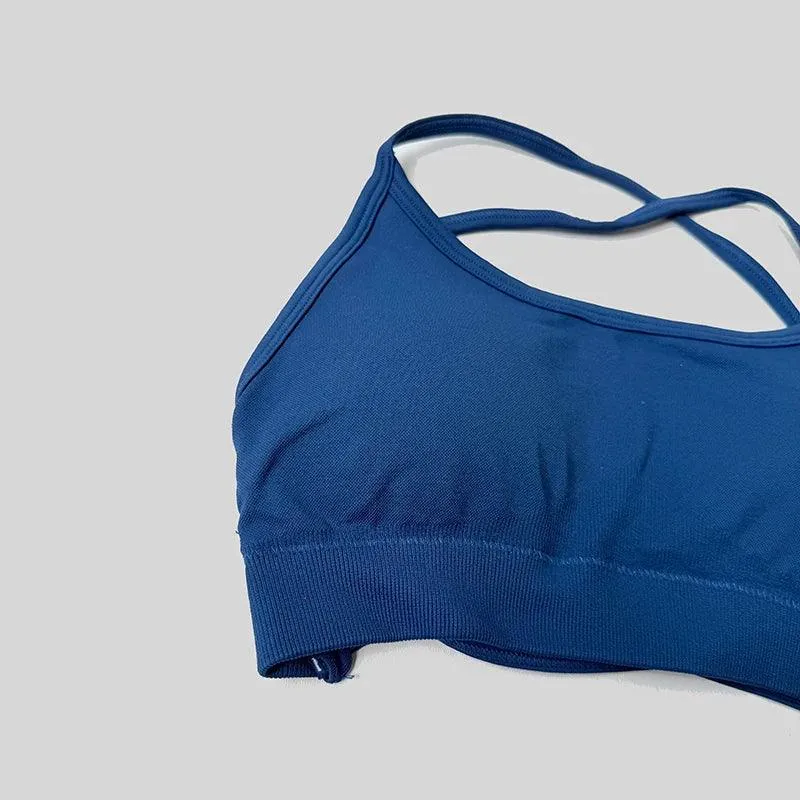 Sexy Backless Impact Strappy Bra Top Women High Support Thin Sport Seamless Bras Scrunch Sports Workout Fitness Tank