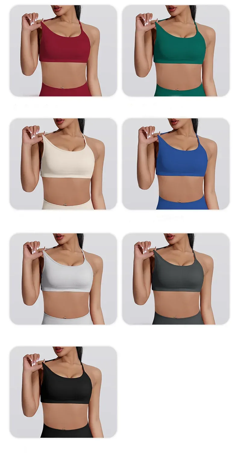 Sexy Backless Impact Strappy Bra Top Women High Support Thin Sport Seamless Bras Scrunch Sports Workout Fitness Tank