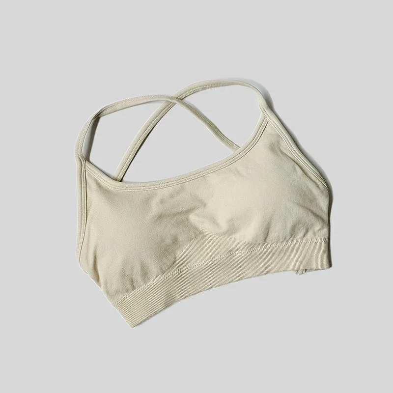Sexy Backless Impact Strappy Bra Top Women High Support Thin Sport Seamless Bras Scrunch Sports Workout Fitness Tank