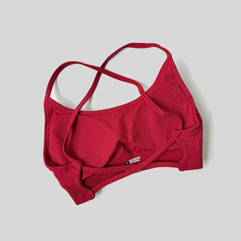 Sexy Backless Impact Strappy Bra Top Women High Support Thin Sport Seamless Bras Scrunch Sports Workout Fitness Tank