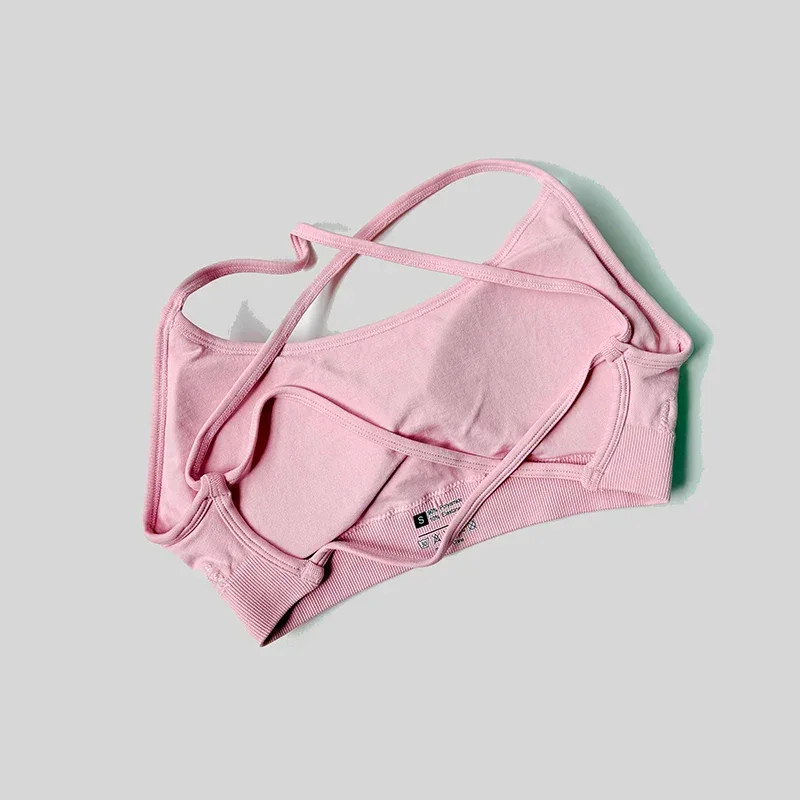 Sexy Backless Impact Strappy Bra Top Women High Support Thin Sport Seamless Bras Scrunch Sports Workout Fitness Tank