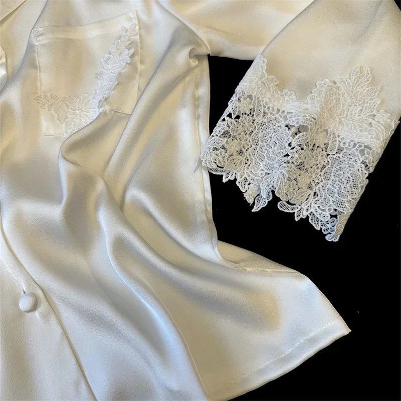 Pyjama Woman Silk Satin Sleepwear For Sleeping Clothes New Fashion Lace Home Clothing Women's Pajamas Suit Femme Nightwear