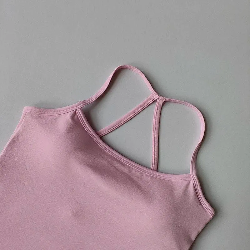 Women's Yoga Sports Fitness Vest, Pilates Running Bra, Thin Belt, Professional Training Underwear, Chest Mat, Fitness Gear