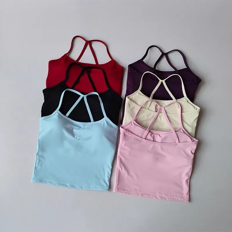Women's Yoga Sports Fitness Vest, Pilates Running Bra, Thin Belt, Professional Training Underwear, Chest Mat, Fitness Gear