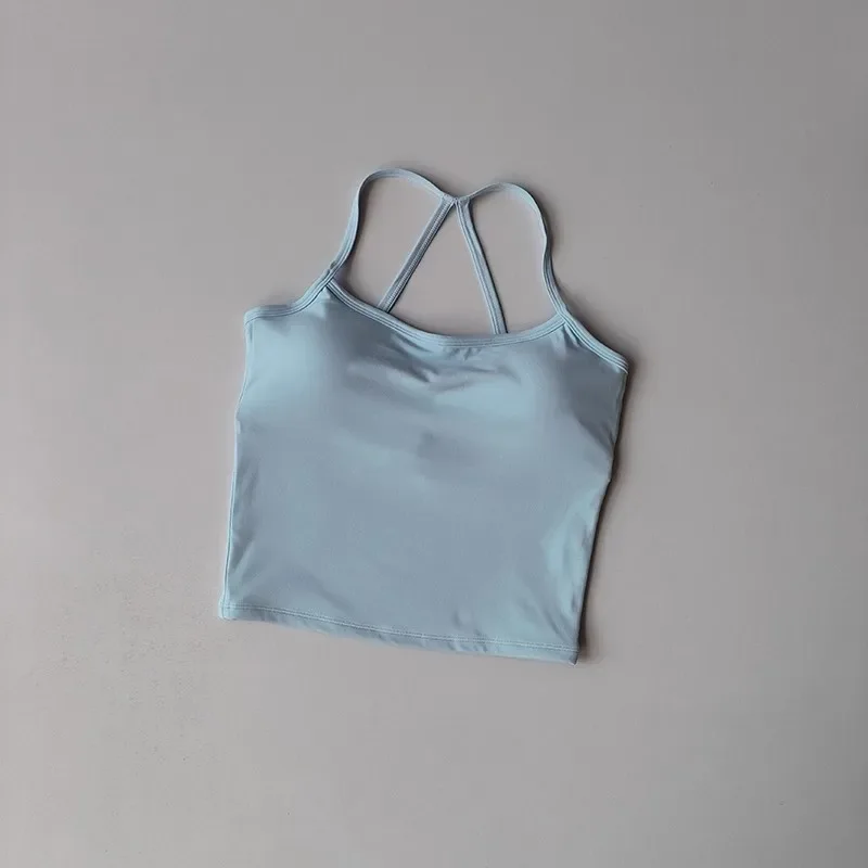 Women's Yoga Sports Fitness Vest, Pilates Running Bra, Thin Belt, Professional Training Underwear, Chest Mat, Fitness Gear