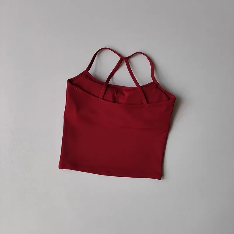 Women's Yoga Sports Fitness Vest, Pilates Running Bra, Thin Belt, Professional Training Underwear, Chest Mat, Fitness Gear