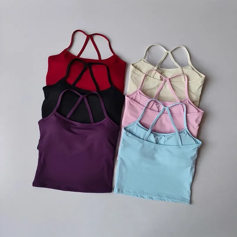 Women's Yoga Sports Fitness Vest, Pilates Running Bra, Thin Belt, Professional Training Underwear, Chest Mat, Fitness Gear