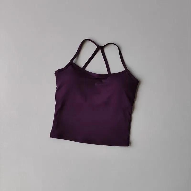 Women's Yoga Sports Fitness Vest, Pilates Running Bra, Thin Belt, Professional Training Underwear, Chest Mat, Fitness Gear