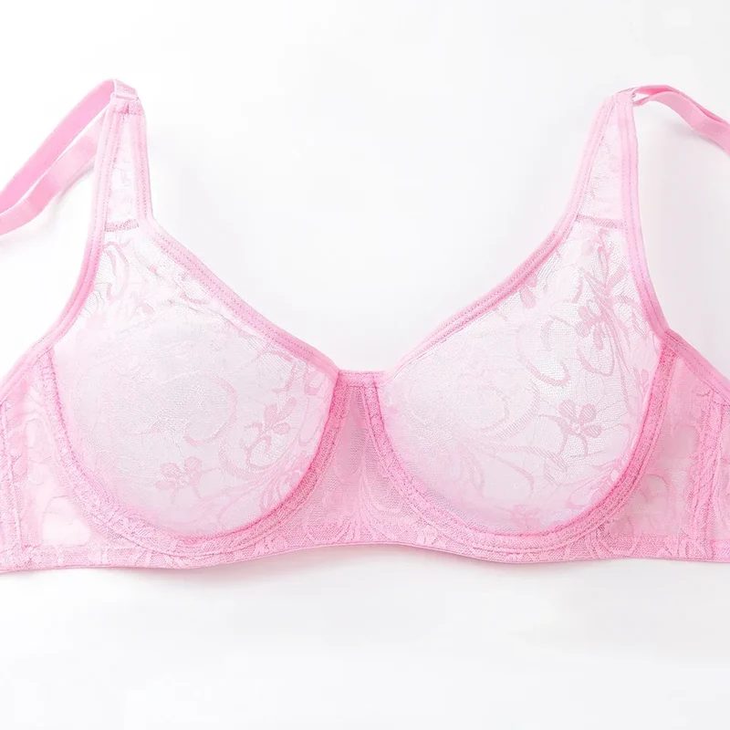 Bras For Women Plus Size Lace Mesh BH Tops Underwire Embroidery See Through Sexy Underwear Lingerie Brassiere A B C D DD Cup