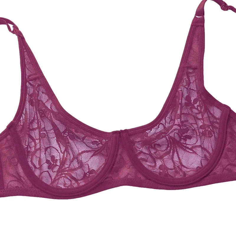 Bras For Womens Black Lace Sheer Bralette Bra Underwired Underwear Floral Homosexual Sexy Lingerie Brassiere A B C D DD Cup