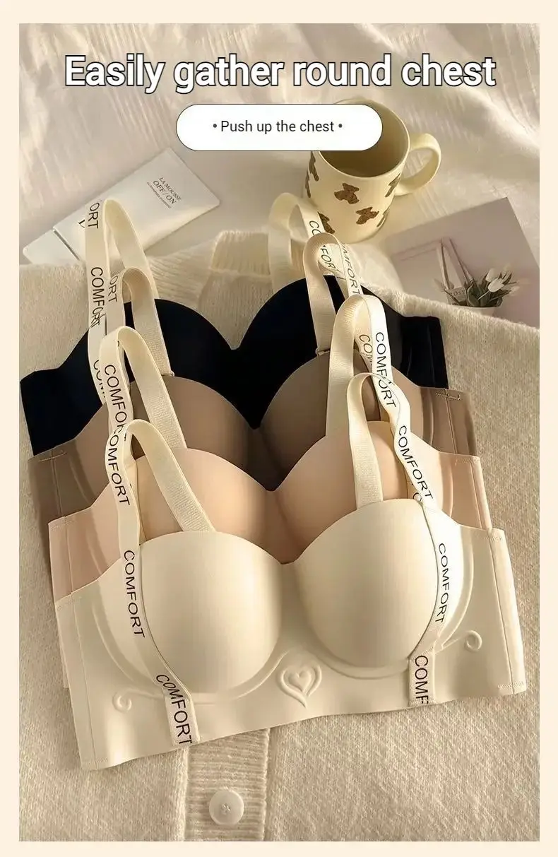 Push Up Bra for Small Breasts Seamless Lift Adjustable Bralette Anti Sag Ringless Design Back Beauty Enhancer 24H Comfort
