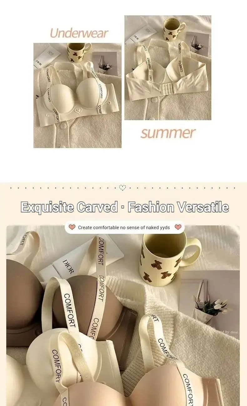 Push Up Bra for Small Breasts Seamless Lift Adjustable Bralette Anti Sag Ringless Design Back Beauty Enhancer 24H Comfort