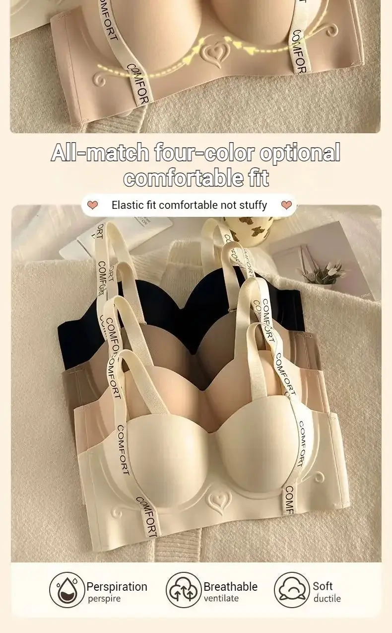 Push Up Bra for Small Breasts Seamless Lift Adjustable Bralette Anti Sag Ringless Design Back Beauty Enhancer 24H Comfort