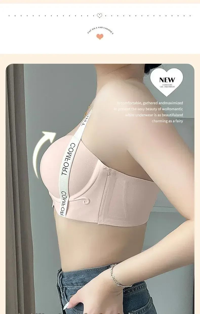 Push Up Bra for Small Breasts Seamless Lift Adjustable Bralette Anti Sag Ringless Design Back Beauty Enhancer 24H Comfort