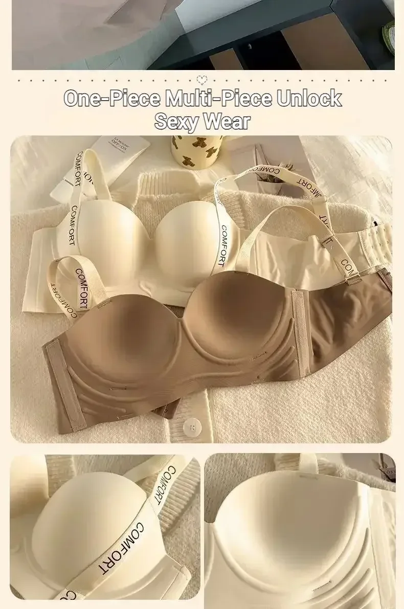 Push Up Bra for Small Breasts Seamless Lift Adjustable Bralette Anti Sag Ringless Design Back Beauty Enhancer 24H Comfort