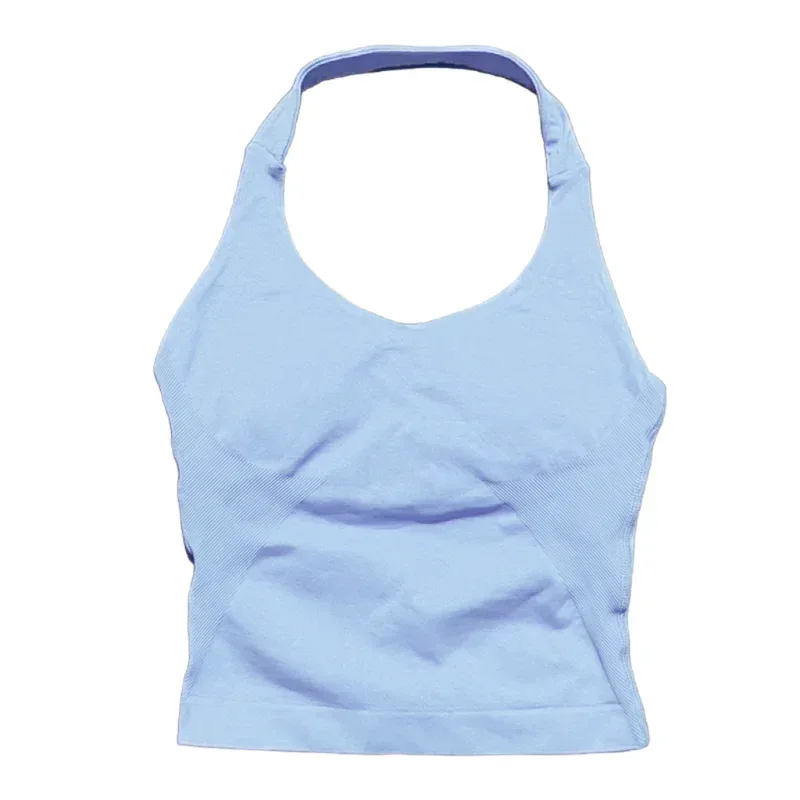 HISTELLO Halter Top Gym Vest Woman Backless Tank Tops Push Up Sport Bras Running Vest Workout Tops Activewear Yoga Clothing