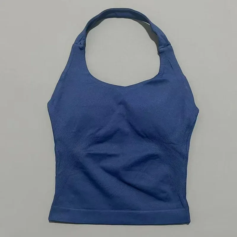 HISTELLO Halter Top Gym Vest Woman Backless Tank Tops Push Up Sport Bras Running Vest Workout Tops Activewear Yoga Clothing