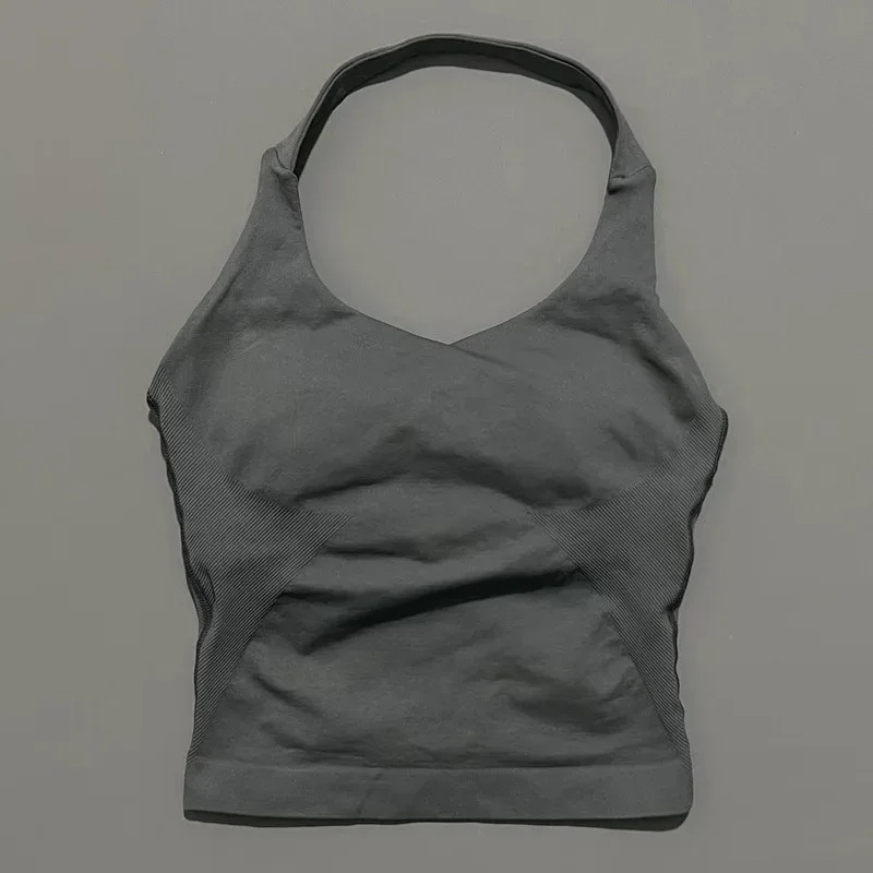 HISTELLO Halter Top Gym Vest Woman Backless Tank Tops Push Up Sport Bras Running Vest Workout Tops Activewear Yoga Clothing