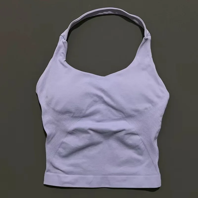 HISTELLO Halter Top Gym Vest Woman Backless Tank Tops Push Up Sport Bras Running Vest Workout Tops Activewear Yoga Clothing