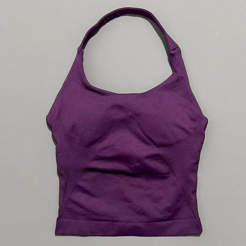 HISTELLO Halter Top Gym Vest Woman Backless Tank Tops Push Up Sport Bras Running Vest Workout Tops Activewear Yoga Clothing