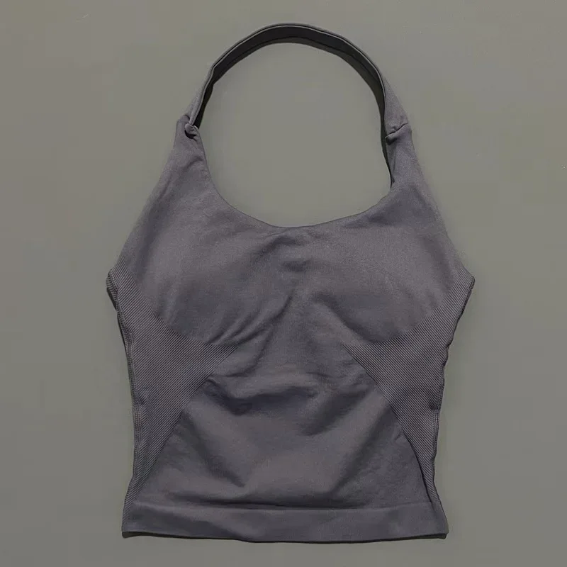 HISTELLO Halter Top Gym Vest Woman Backless Tank Tops Push Up Sport Bras Running Vest Workout Tops Activewear Yoga Clothing