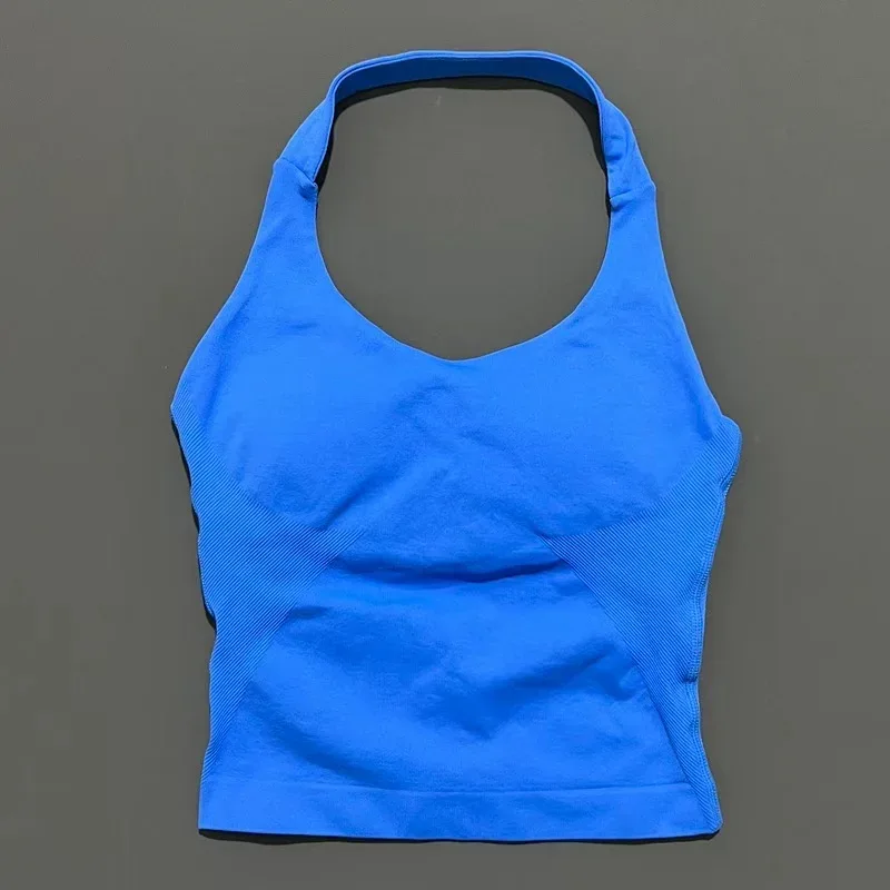 HISTELLO Halter Top Gym Vest Woman Backless Tank Tops Push Up Sport Bras Running Vest Workout Tops Activewear Yoga Clothing