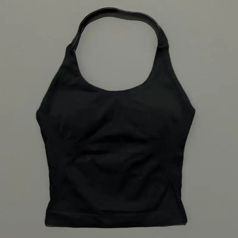 HISTELLO Halter Top Gym Vest Woman Backless Tank Tops Push Up Sport Bras Running Vest Workout Tops Activewear Yoga Clothing
