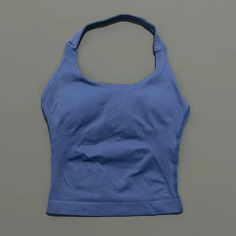 HISTELLO Halter Top Gym Vest Woman Backless Tank Tops Push Up Sport Bras Running Vest Workout Tops Activewear Yoga Clothing